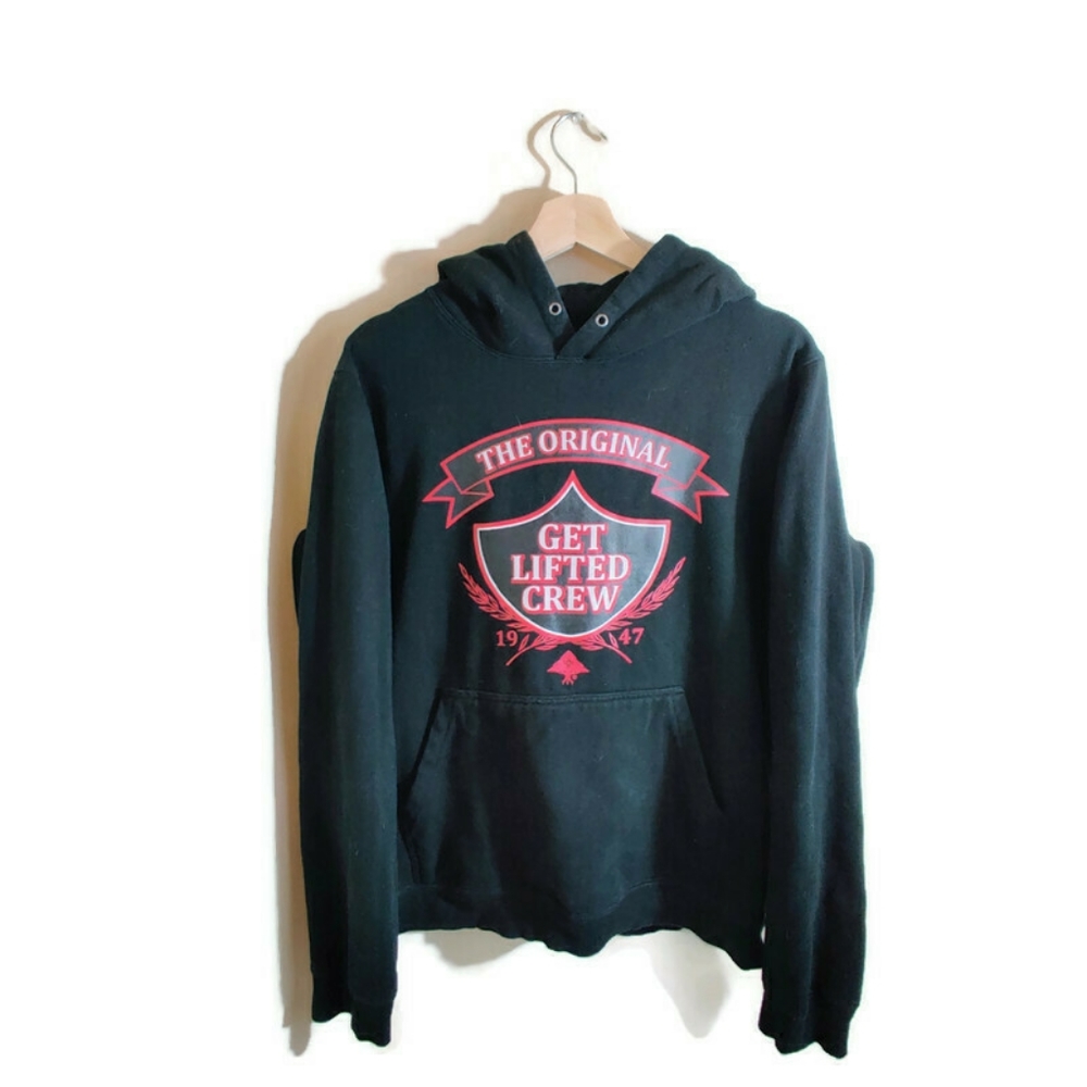 LRG Men's Vintage Black & Red The Original Get Lifted Crew 1947 Hoodie Sweater M